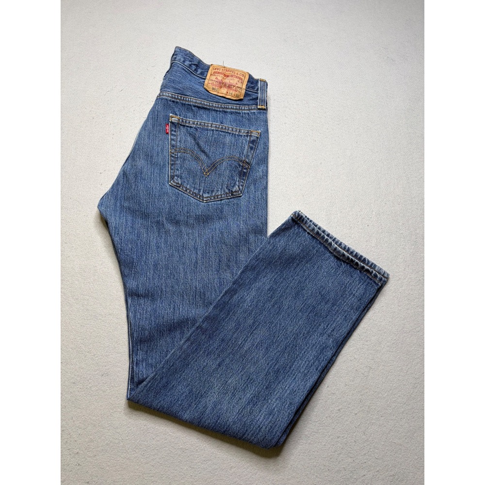 Levi's Jeans Mens 34x32 Blue 501 Original Straight Leg Button Fly Denim